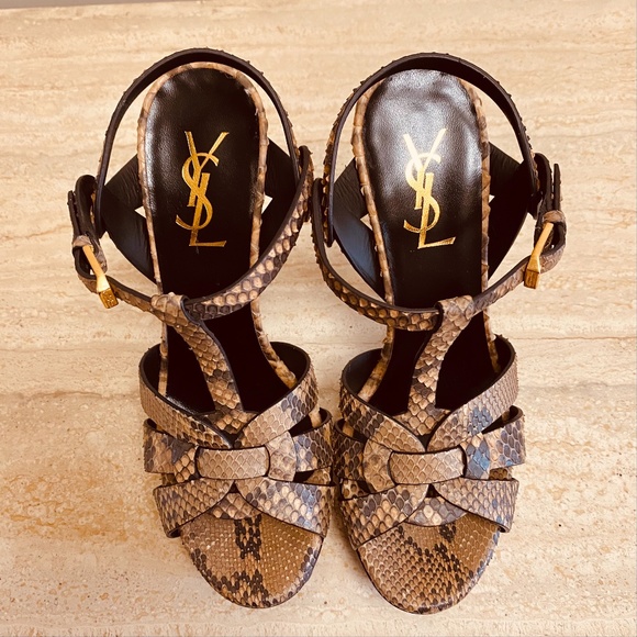 Saint Laurent Tribute Python Platform Sandals - Picture 5 of 11